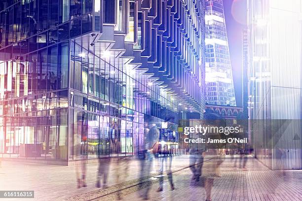 london businessmen at night - double exposure business stockfoto's en -beelden