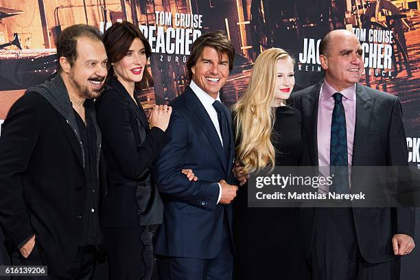 Director Edward Zwick, Cobie Smulders, Tom Cruise, Danika Yarosh and producer Don Granger attend the 'Jack Reacher: Never Go Back' Berlin Premiere at...