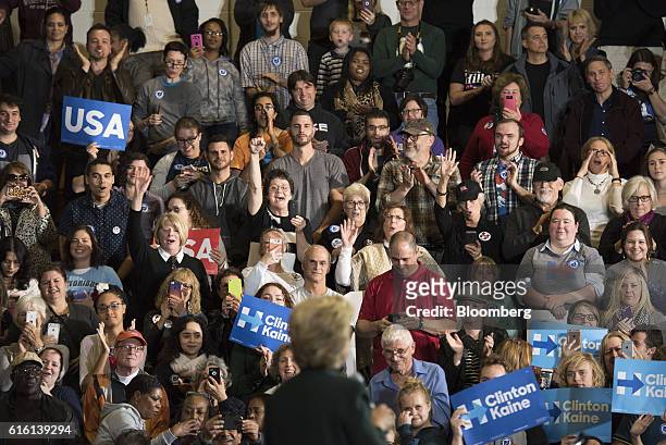 Hillary Clinton, 2016 Democratic presidential nominee, speaks during a campaign event in Cleveland, Ohio, U.S., on Friday, Oct. 21, 2016. Just 24...