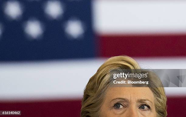 Hillary Clinton, 2016 Democratic presidential nominee, speaks during a campaign event in Cleveland, Ohio, U.S., on Friday, Oct. 21, 2016. Just 24...