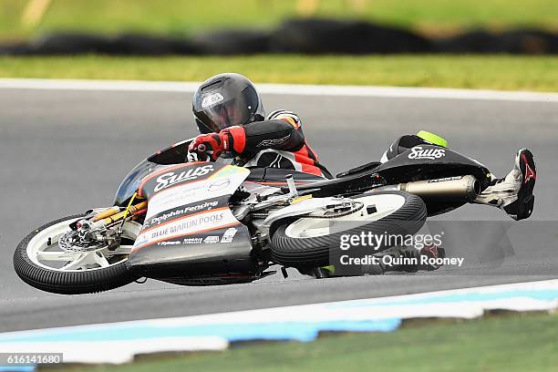 Matt Barton of Australia and the Suus Honda crashes during Moto3 practise before qualifying for the 2016 MotoGP of Australia at Phillip Island Grand...