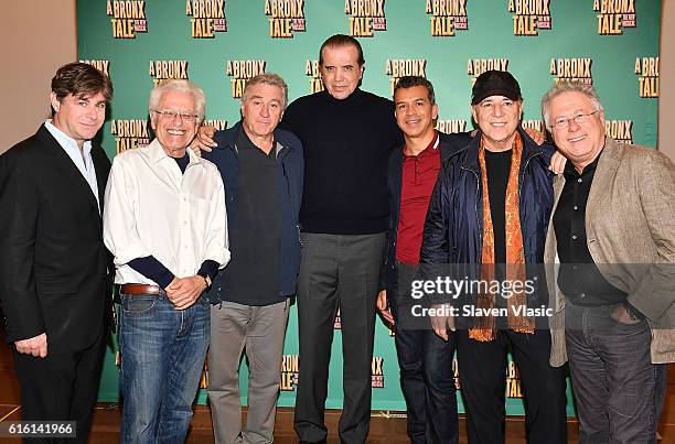 Bronx Tale The Musical" creative team lyricist Glenn Slater, co-director Jerry Zaks, co-director Robert De Niro, Writer/actor Chazz Palminteri,...