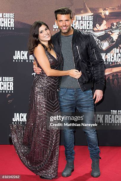 Tanja Tischewitsch and Jay Khan attend the 'Jack Reacher: Never Go Back' Berlin Premiere at CineStar Sony Center on October 21, 2016 in Berlin,...