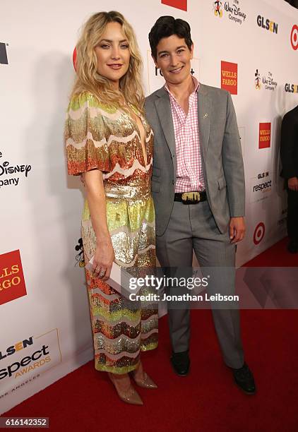 Honoree Kate Hudson and executive director of GLSEN, Eliza Byard attends the 2016 GLSEN Respect Awards - Los Angeles at the Beverly Wilshire Four...