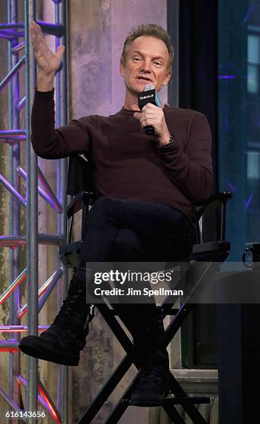 Singer/songwriter Sting attends The Build Series Presents to discuss his new album "57th & 9th" at AOL HQ on October 21, 2016 in New York City.