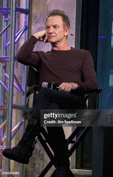 Singer/songwriter Sting attends The Build Series Presents to discuss his new album "57th & 9th" at AOL HQ on October 21, 2016 in New York City.