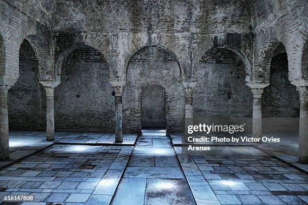 light and shadows in the arab baths of el bañuelo, granada, spain - granada stock-fotos und bilder
