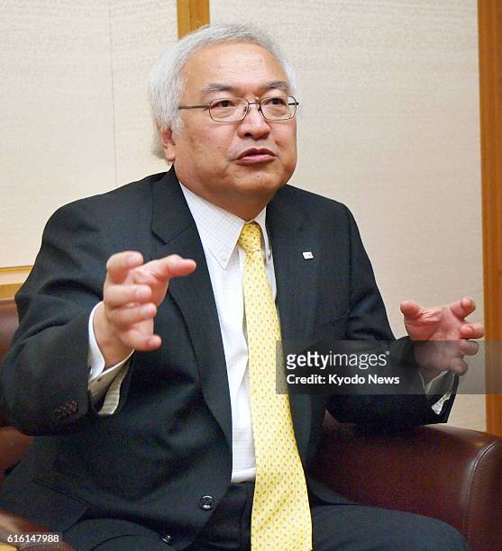 Japan - Toshiba Corp. President Norio Sasaki is interviewed by Kyodo News in Tokyo on Dec. 27, 2012. Sasaki said the company aims to pursue mergers...