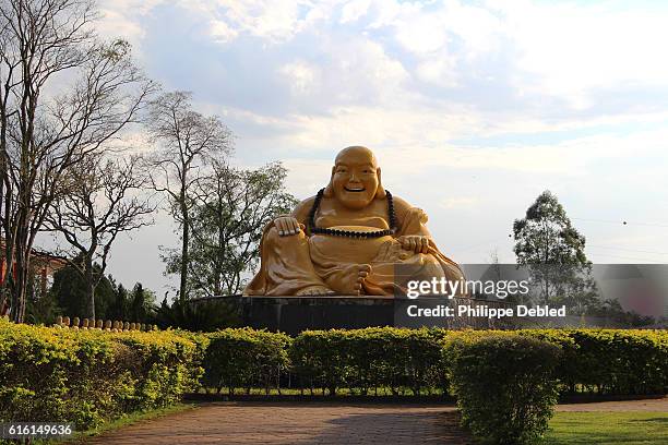 front view of the maitreya buddha, chen tien buddhist temple, foz do iguaçu, paraná state, brazil - foz do iguacu stock-fotos und bilder