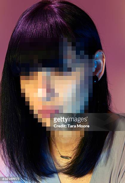 pixelated portrait of woman - straight hair stock pictures, royalty-free photos & images