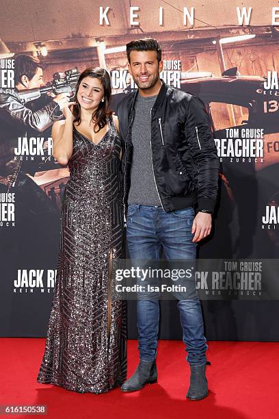 Reality-TV actress Tanja Tischewitsch and german singer Jay Khan attend the 'Jack Reacher: Never Go Back' Berlin Premiere at CineStar Sony Center...