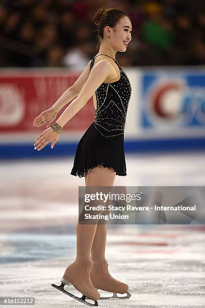 So Youn Park of Korea performs during the Ladies Short Program on day 1 of the Grand Prix of Figure Skating at the Sears Centre Arena on October 21,...