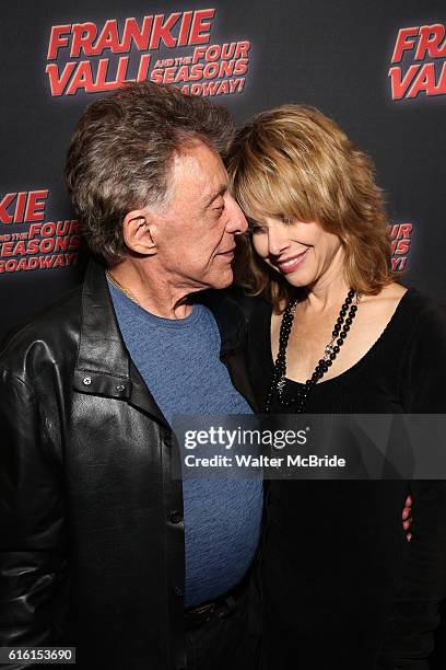 Frankie Valli and Jackie Jacobs attend a backstage reception for 'Frankie Valli And The Four Seasons' Broadway Opening Night at Lunt-Fontanne Theatre...