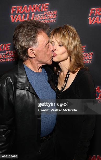 Frankie Valli and Jackie Jacobs attend a backstage reception for 'Frankie Valli And The Four Seasons' Broadway Opening Night at Lunt-Fontanne Theatre...