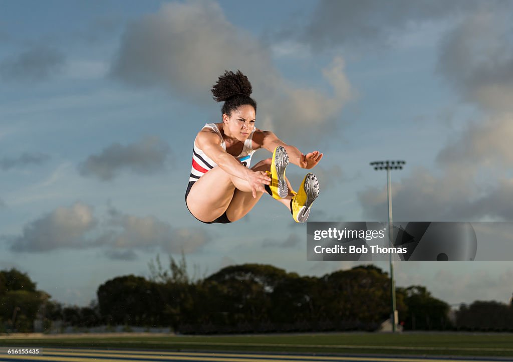 Female Long Jump Athlete in Action