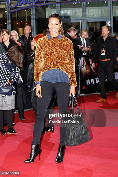 German moderator Annabelle Mandeng attends the 'Jack Reacher: Never Go Back' Berlin Premiere at CineStar Sony Center Potsdamer Platz on October 21,...