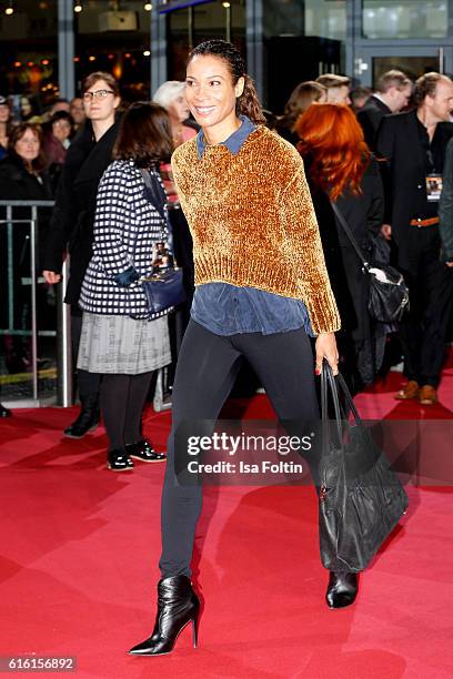 German moderator Annabelle Mandeng attends the 'Jack Reacher: Never Go Back' Berlin Premiere at CineStar Sony Center Potsdamer Platz on October 21,...