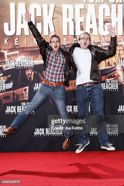 Youtuber PietSmiet attend the 'Jack Reacher: Never Go Back' Berlin Premiere at CineStar Sony Center Potsdamer Platz on October 21, 2016 in Berlin,...