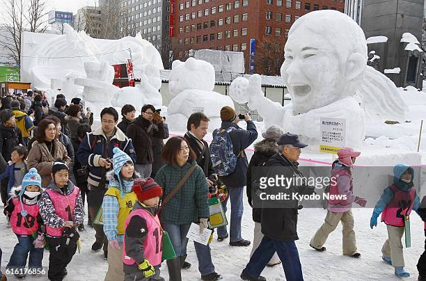 Japan - Photo shows a snow sculpture of soccer player Homare Sawa , captain of the Japan women's national team and FIFA Women's World Player of the...