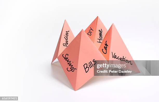 paper fortune teller domestic themes - investment decisions stock pictures, royalty-free photos & images