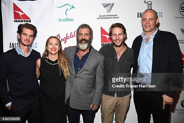 Andrew Garfield, Teresa Palmer, Mel Gibson, Luke Bracey Vince Vaughn, attend Australians In Film Presents "Hacksaw Ridge" Screening and Q&Aat Ahrya...
