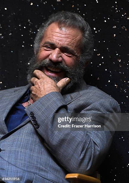 Director Mel Gibson attends Australians In Film Presents "Hacksaw Ridge" Screening and Q&A with cast members at Ahrya Fine Arts Movie Theater on...