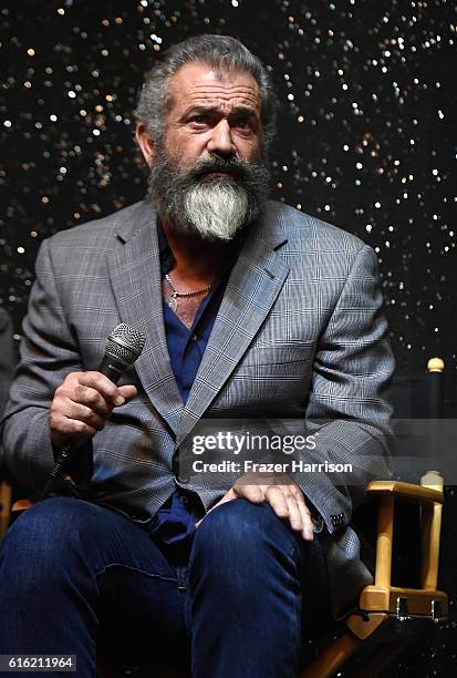 Director Mel Gibson attends Australians In Film Presents "Hacksaw Ridge" Screening and Q&A with cast members at Ahrya Fine Arts Movie Theater on...