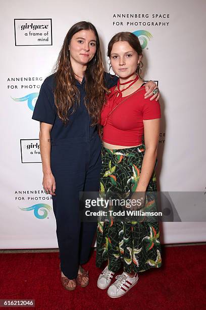 Girlgaze photographers Amanda Smith and Olivia Bee attend the opening of #girlgaze: a frame of mind at Annenberg Space for Photography Skylight...