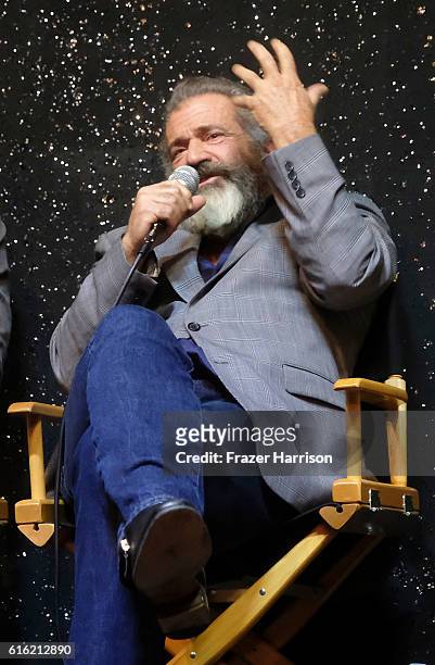 Director Mel Gibson attends Australians In Film Presents "Hacksaw Ridge" Screening and Q&A with cast members at Ahrya Fine Arts Movie Theater on...