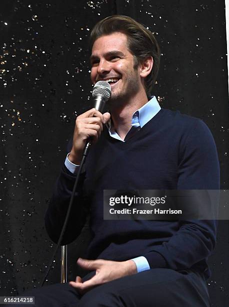 Actor Andrew Garfield attends Australians In Film Presents "Hacksaw Ridge" Screening and Q&A With Mel Gibson at Ahrya Fine Arts Movie Theater on...