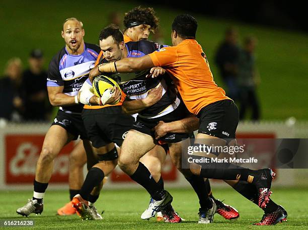 Jono Lance of the Spirit is tackled during the 2016 NRC Grand Final match between the NSW Country Eagles and Perth Spirit at Scully Park on October...