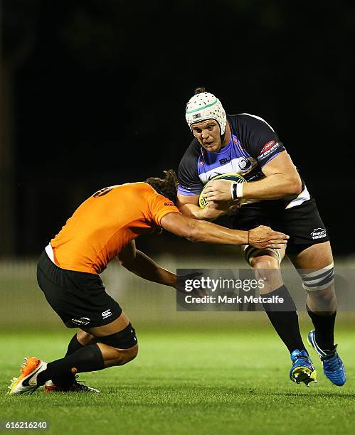 Ross Haylett-Petty of the Spirit is tackled during the 2016 NRC Grand Final match between the NSW Country Eagles and Perth Spirit at Scully Park on...