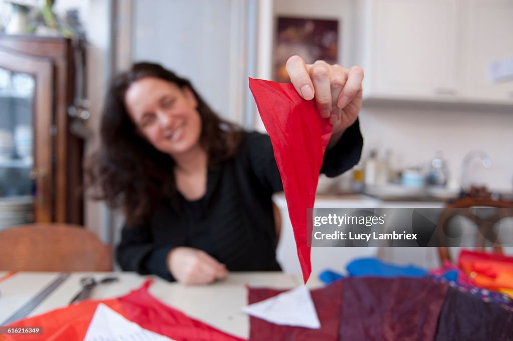 Making weather proof bunting out of old umbrellas