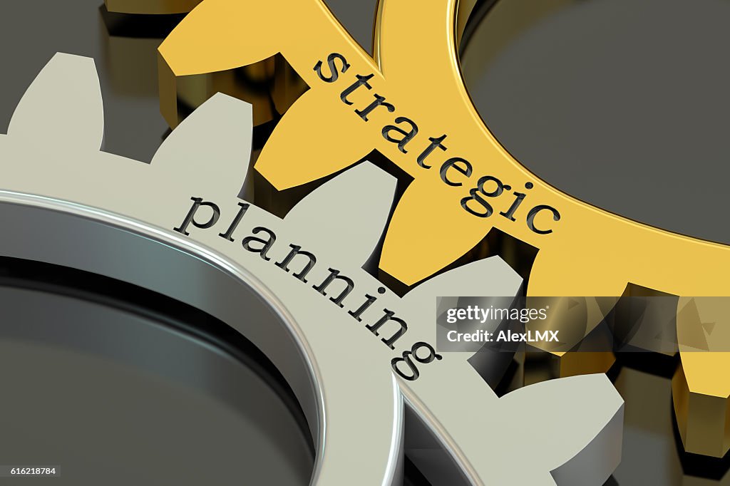 Strategic Planning concept on the gearwheels, 3D rendering