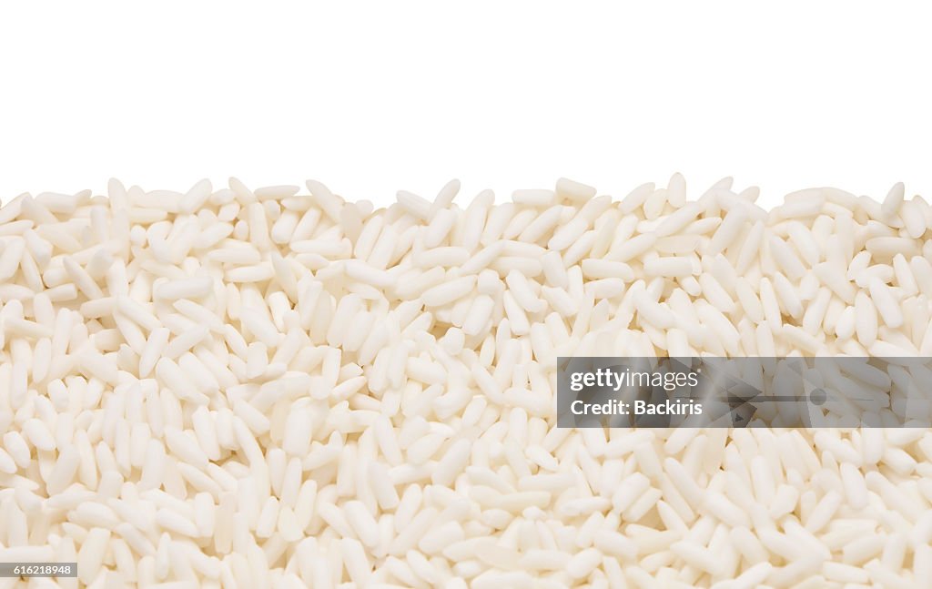 Raw Sticky Rice on White Background