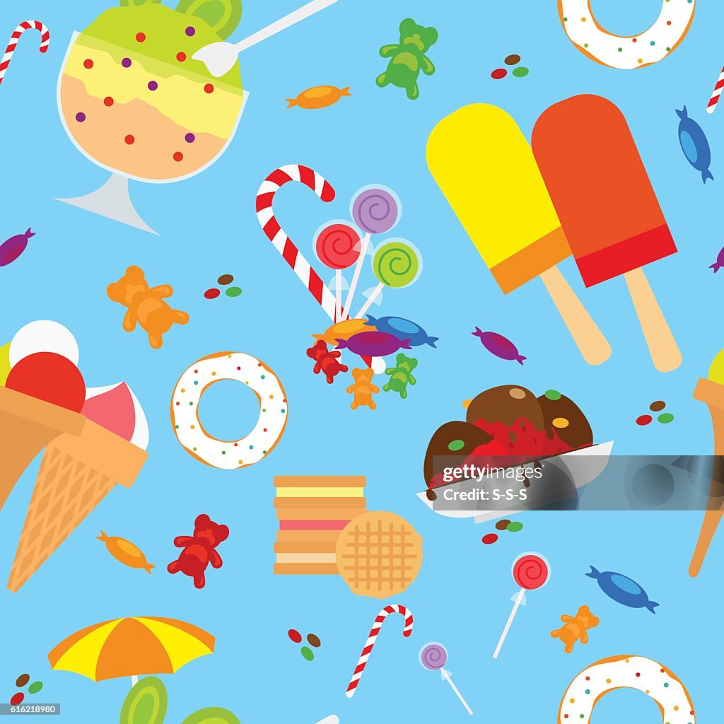 Candies And Ice Cream Seamless Pattern