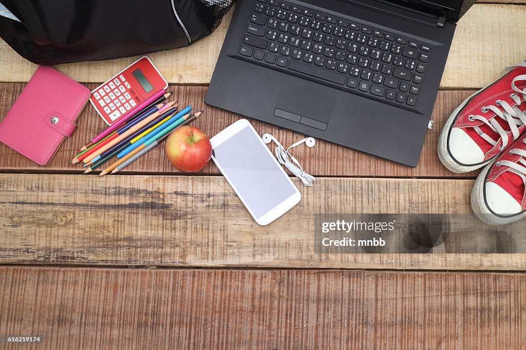 Overhead of office table or student table
