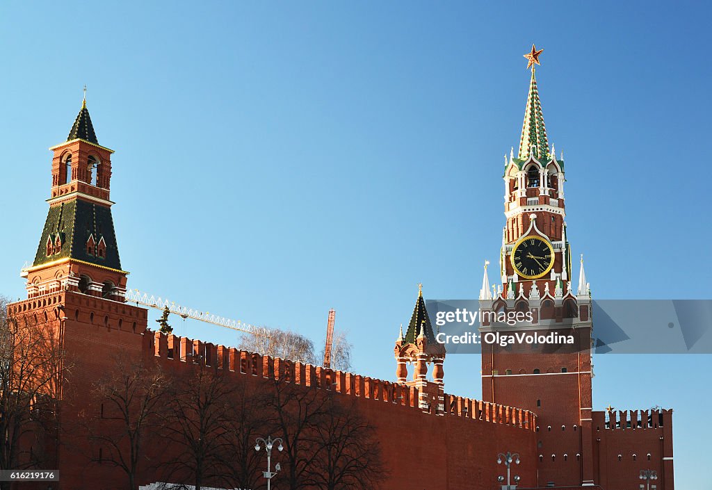 Spasskaya and Nabatnaya tower of Moscow Kremlin, Russia