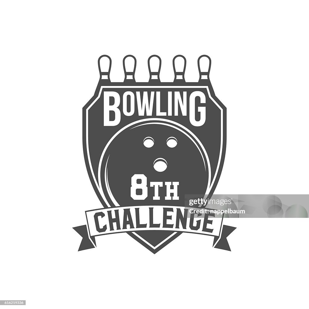 Bowling emblem, label, badge and designed elements
