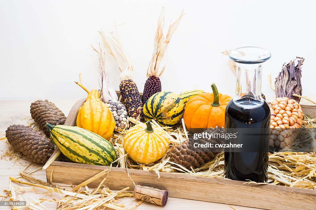 Autumn mood with decorative pumpkins