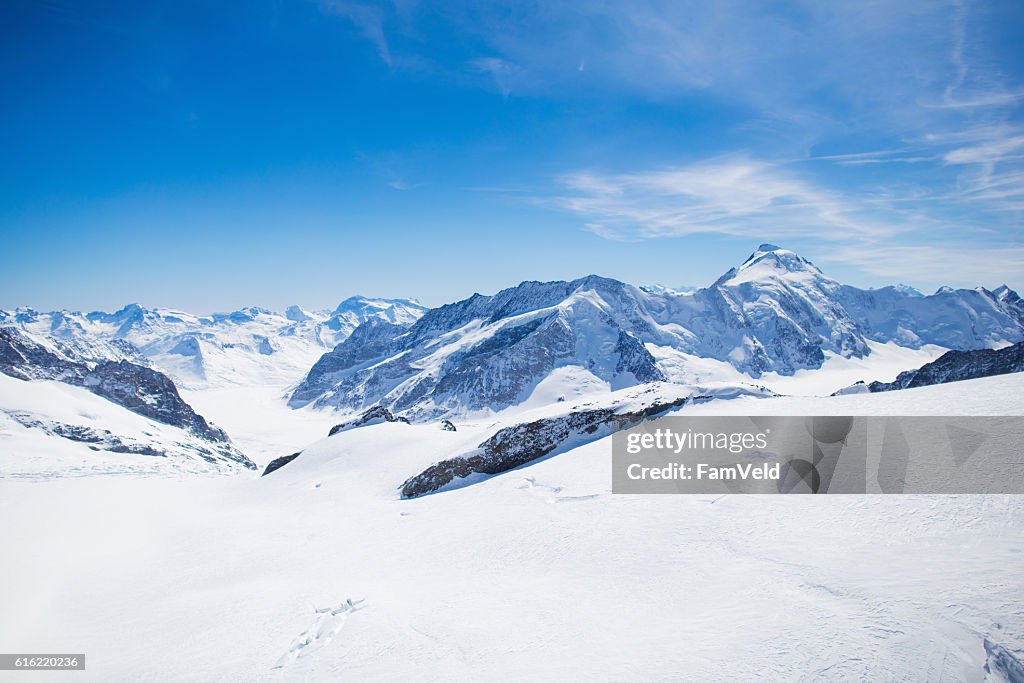 Aerial view of Swiss Alps mountains