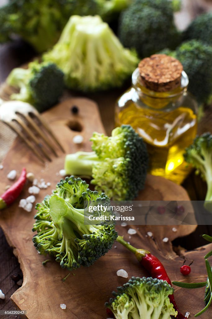 Fresh green broccoli and vegetables