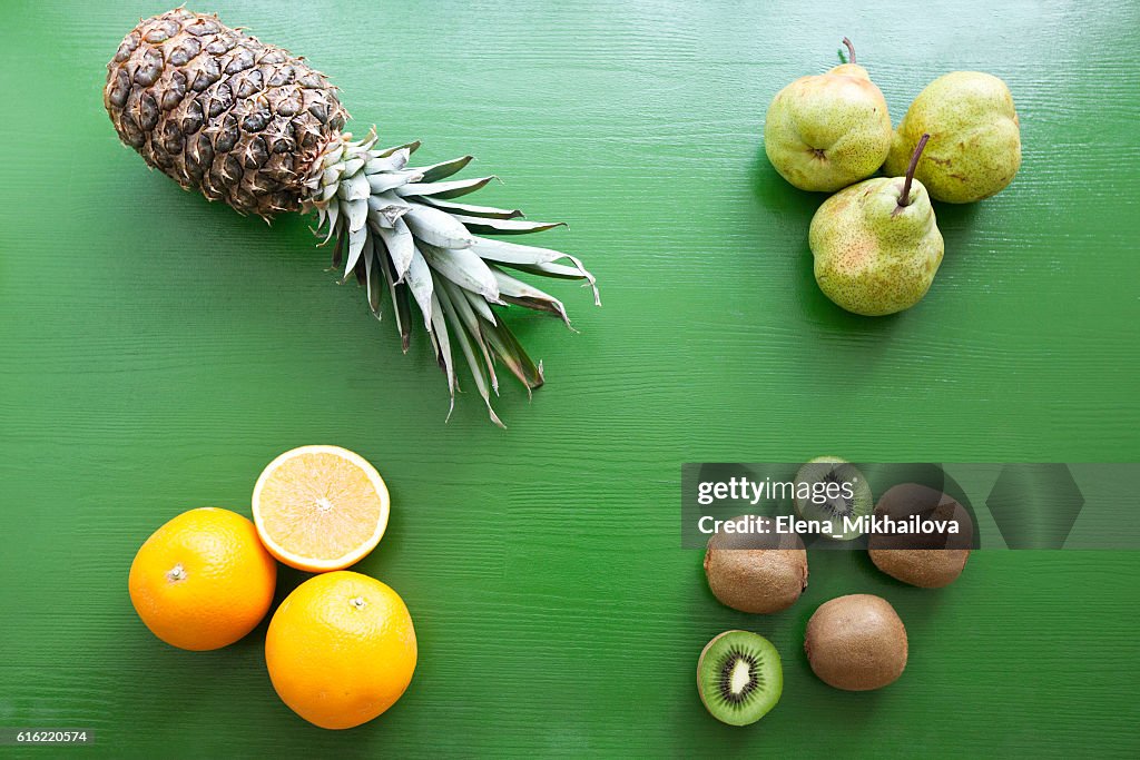 Pineapple, kiwi, pear, orange - mix of fruits