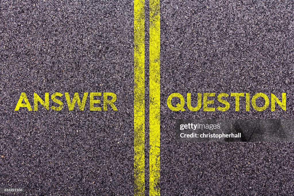 Tarmac with the words answer and question