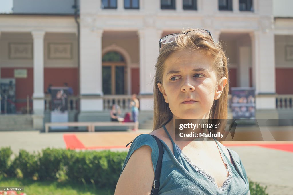 Teenage girl portrait with glasses
