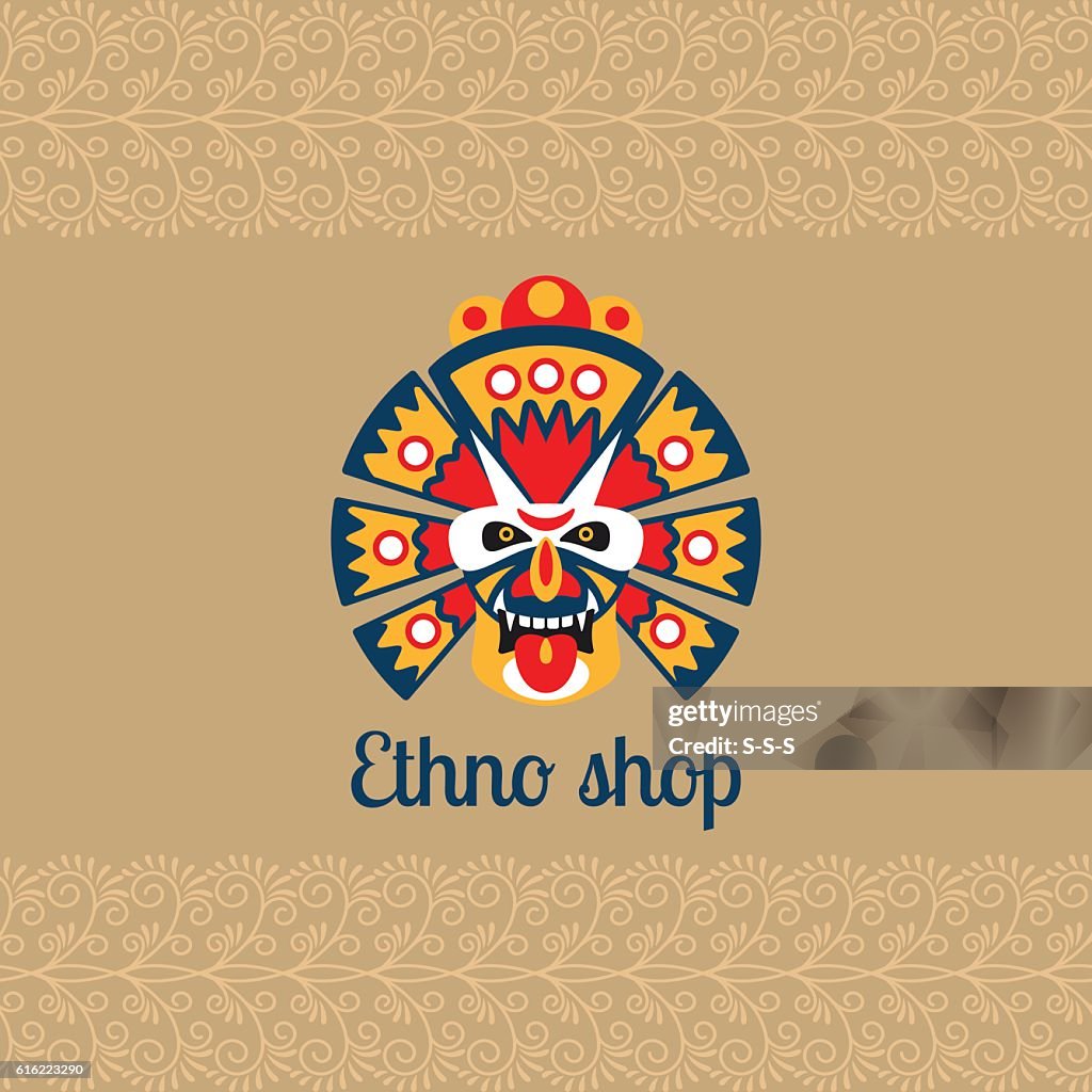 Ethno shop card with mask