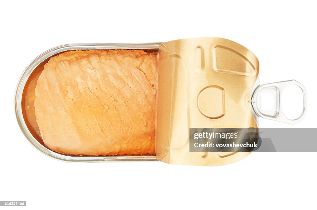 Open salmon tin