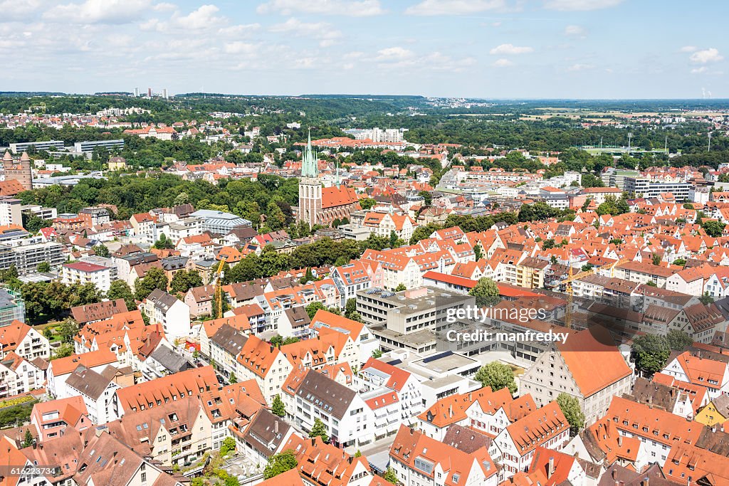 Luftaufnahme über die Stadt Ulm