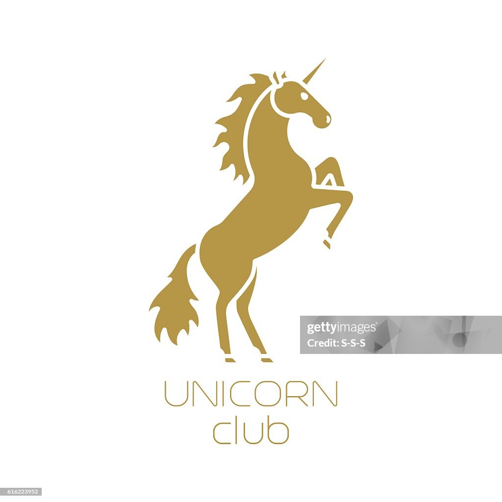 Unicorn club isolated logotype design