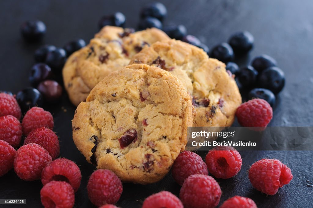 Cookies raspberries blueberries